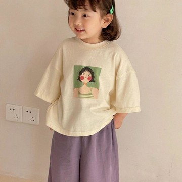 【女童短袖T恤】 女童純棉T恤 兒童短袖上衣 女童夏季上衣 兒童純棉T恤 女童印花T恤 女童寬鬆上衣 夏季童裝