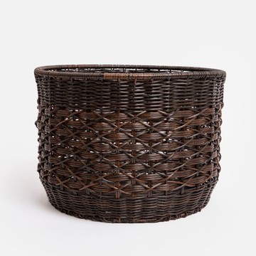 查莉編織提把收納籃L 深木色