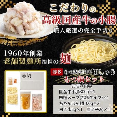 ふるさと納税 大野城市 高級国産牛小腸使用　もつ鍋セット　味噌味　2〜3人前