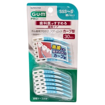 SUNSTAR 三詩達 G.U.M 牙周護理軟式牙間清潔棒 弧形 SSS~S  30支  1組