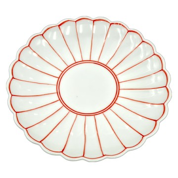 曙菊赤繪4皿 日本製  白色 + 橘色  1個