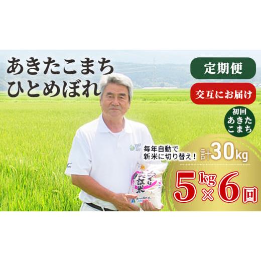 ふるさと納税 秋田県 にかほ市 米 定期便 5kg 6ヶ月 令和5年 あきたこまち＆ひとめぼれ 食べ比べ 5kg×6回 計30kg 精米 白米 ※毎年11月より新米