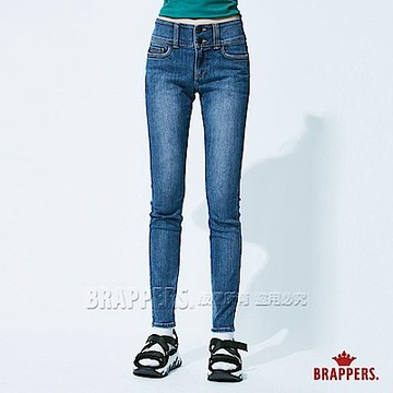 BRAPPERS 女款 美尻系列-中高腰彈性窄管褲-藍