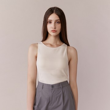 GIORDANO 女裝羅紋BRA無袖上衣 - 02 銀耳露白