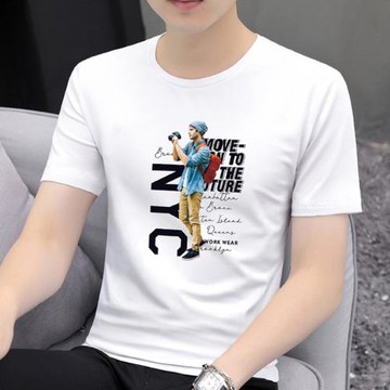 純棉男裝短袖t恤2025夏季新款潮流寬松夏天上衣時尚帥氣薄款圓領