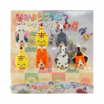 日式軟萌小貓小狗水果叉(一套7入)