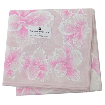 PIERRE BALMAIN 優雅繽紛櫻花字母LOGO圖騰小帕巾(粉色系/43CM)