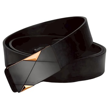 本革職人 真皮男仕極簡薄型金屬霧感免鑽孔伸縮自動扣皮帶 交錯立體凸面 1個  金色  125cm