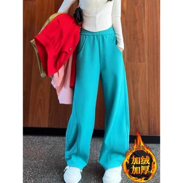 加絨加厚衛褲女2025春秋季新款香蕉褲高腰直筒運動休閑拖地闊腿褲