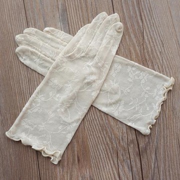 克拉斯卡女士夏季薄款冰絲蕾絲提花透氣手套觸屏短款出行遮陽