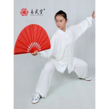 白色牛奶絲太極服裝易武堂品牌源頭工廠健身氣功訓練團隊表演服裝