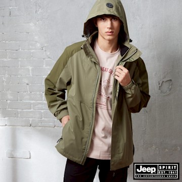 JEEP 男裝 運動休閒機能連帽外套-綠色