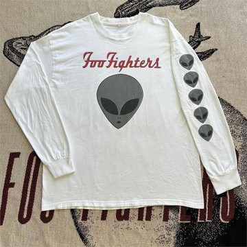 美式新潮外星人臉hiphop嘻哈寬松長袖t恤男女百搭寬松原宿bf上衣