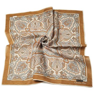Christian Dior 焦糖色佩斯利印花字母LOGO帕領巾(53CM)
