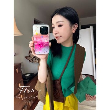 浮夸少女dayu原創粉色落日小眾imd蘋果iphone16promax手機殼少女心雙層可愛新中式花瓶保護套