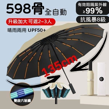 【台灣出貨】 全自動598骨雨傘 摺疊抗風 加大晴雨兩用 太陽傘 紫外線防曬 加固款 防風款 輕便 防潑 防曬款 耐用