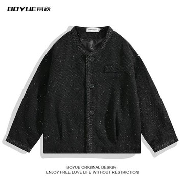 BOYUE帛躍輕奢高級感紐扣開衫小香風外套秋冬時裝潮流情侶夾克男