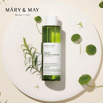 Mary&May 積雪草茶樹 AHA PHA 化妝水：VEGAN 化妝水，舒緩痘痘肌，成分單純，不怕肌況萬分緊急