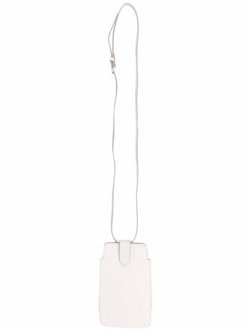 Maison Margiela - logo-print phone holder - women - Calf Leather/Calf Leather/Aluminium/Zinc/Copper - One Size - White