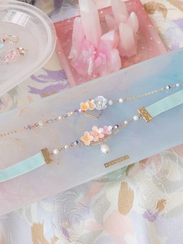 晚安詩罌粟花絲絨短項鍊