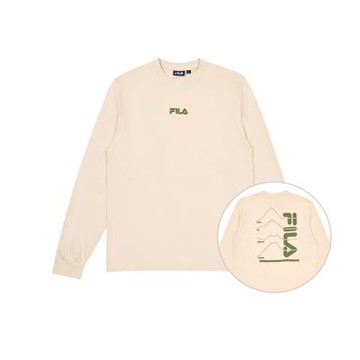 FILA官方直營 中性長袖圓領T恤-米卡其 1TEY-5805-BG