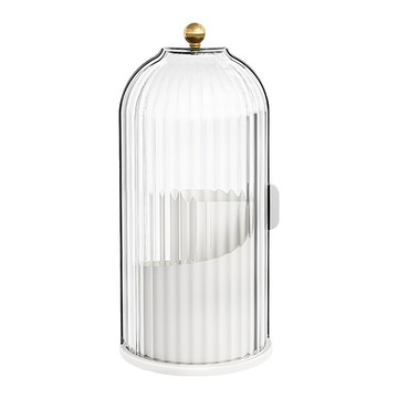 可旋轉化妝刷筒 帶提手設計 分格設計  透明色 + 白色  1個