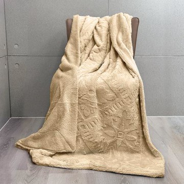 Carolan 四葉草塔芙絨/羊羔絨雙層毯-杏色(150x200cm)