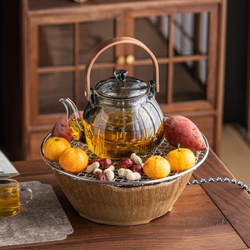 網紅圍爐電陶爐煮茶壺燒水壺玻璃煮茶器煮茶爐燒茶壺電熱煮茶一體