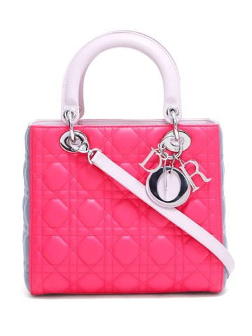 Christian Dior Pre-Owned - Cannage Lady Dior two-way handbag - women - Lambskin - One Size - Pink