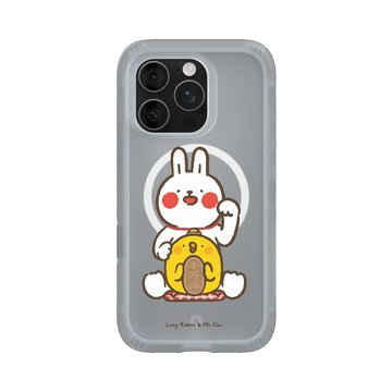 iPhone 16 Pro AirX 流變灰 - 懶散兔與啾先生 Lazy Rabbit and Mr.Chu - 招財