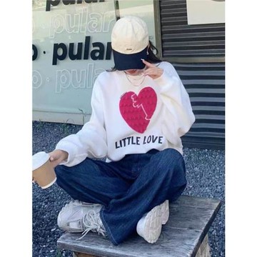 春秋季女士高級感女圓領衛衣2025新款女歐貨上衣寬松長袖套頭百搭