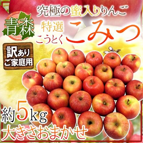 りんご 青森県 蜜だらけりんご ”こみつ” 訳あり 大きさおまかせ 約5kg こうとくりんご 送料無料