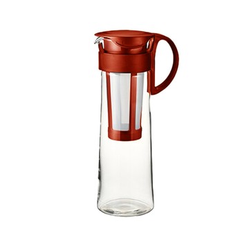 HARIO 日本耐熱玻璃冷泡咖啡壺-附濾網-1000ml-紅色-8杯專用