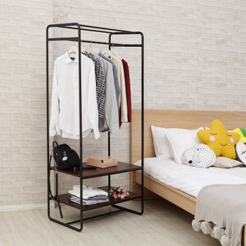 H&R安室家 台製工業風雙層板開放式掛衣架LS172A