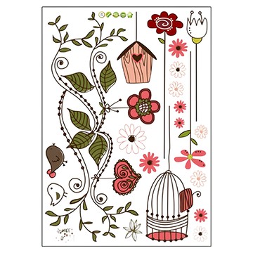 裝飾壁貼 - 80g PVC材質  70 x 50cm  鳥語花香