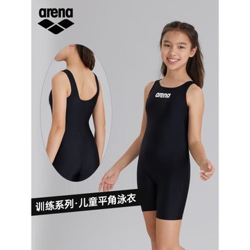 Arena阿瑞娜兒童泳衣女童連體平角專業防水游泳衣中大童訓練泳裝