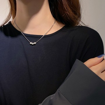 925純銀笑臉復古轉運珠項鏈女小眾設計感冷淡風鎖骨項泰銀2022夏