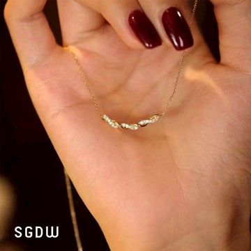 【SGDW】925銀 金光閃耀 扭扭麻花 鎖骨練 項鍊