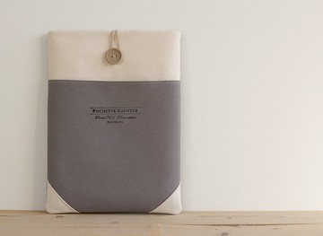 簡約筆記本電腦殼灰/米白色帆布