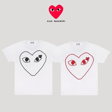 【other more 特選潮流】日本製 川久保玲 COMME Des GARCONS PLAY 黑色/紅色輪廓心形T恤