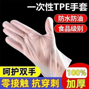 🚀新品優惠 一次性TPE食品加厚防水防油商用外賣餐飲廚房染髮專用薄膜手套 10・28