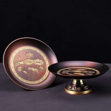 純銅供佛果盤觀音佛前家用蓮花貢盤供水果盤拜神神臺果蔞佛堂供盤