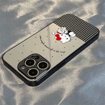 適用于蘋果17promax手機殼新款鏡面黑白kt貓xr套11個性12全包13高級xs網紅14外超火iphone15防摔16pro軟17AIR