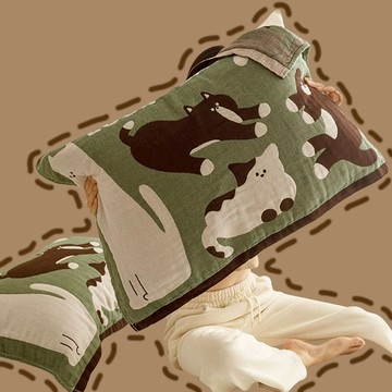 【台灣出貨】枕套 枕巾 全棉四層 紗布枕巾 一對裝 家用 吸汗防滑枕頭墊巾加大情侶枕頭套巾