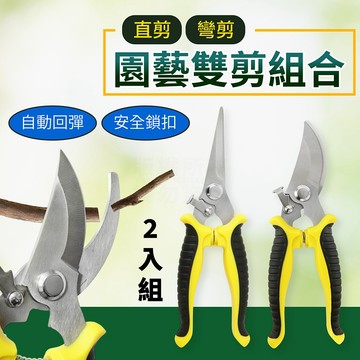 園藝剪刀 直頭 彎頭 兩件組 修枝剪 芽剪「工具仁」剪樹枝 樹枝剪刀 修剪樹枝 採收剪 盆摘 多肉植物 採果剪刀