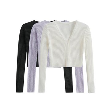 夏季薄款針織開衫女外搭坎肩V領一粒扣短款配吊帶裙披肩防曬罩衫