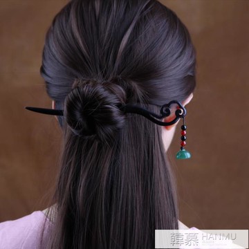 古典黑檀木髮簪女古風步搖髮飾頭飾盤髮手工髮叉簪子 99購物節