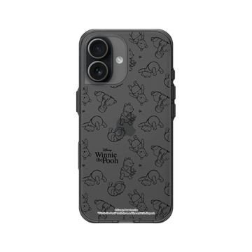 iPhone 17 Clear (相機按鈕) 酷墨灰 - 迪士尼-小熊維尼 Disney Winnie The Pooh - 線條圖案