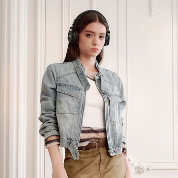 OUWEY歐薇 純棉牛仔造型機車外套(淺藍；S-L)