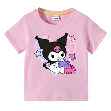 庫洛米Kuromi兒童夏裝100%純棉男童t恤短袖新款中小童帥氣上衣7歲